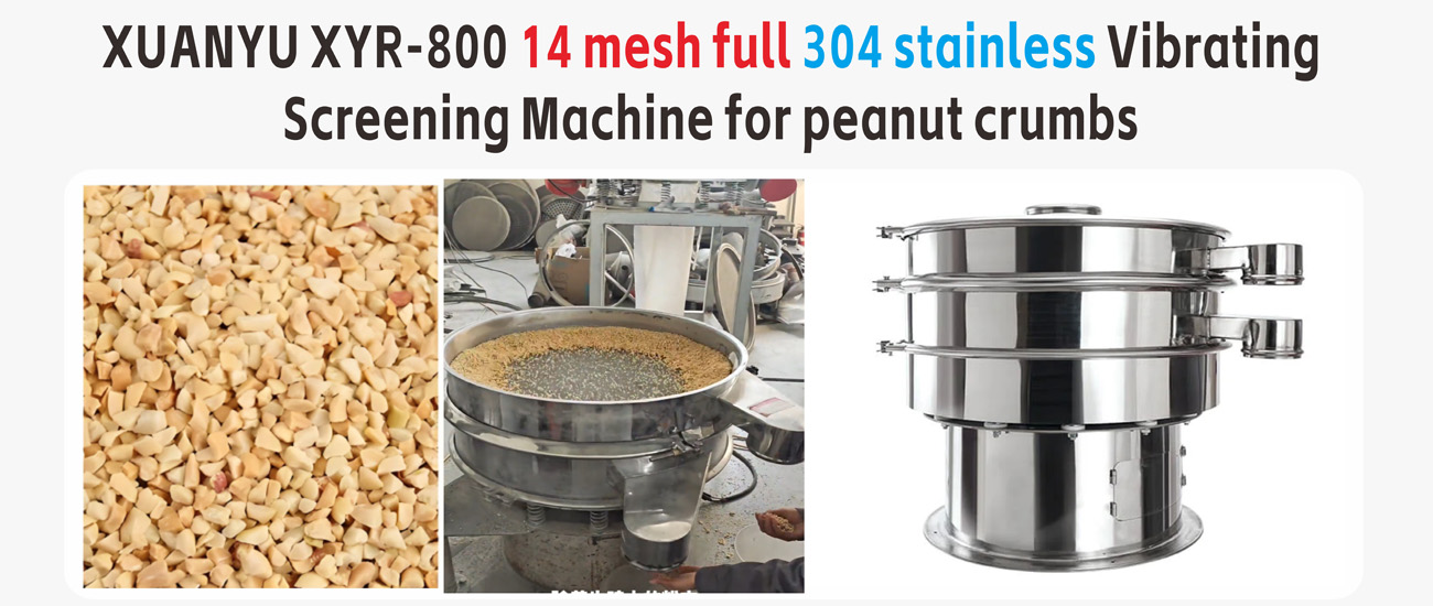 XUANYU XYR-800 14 Mesh Full 304 Stainless Steel Vibrating Screening Machine for Peanut Crumbs Separation