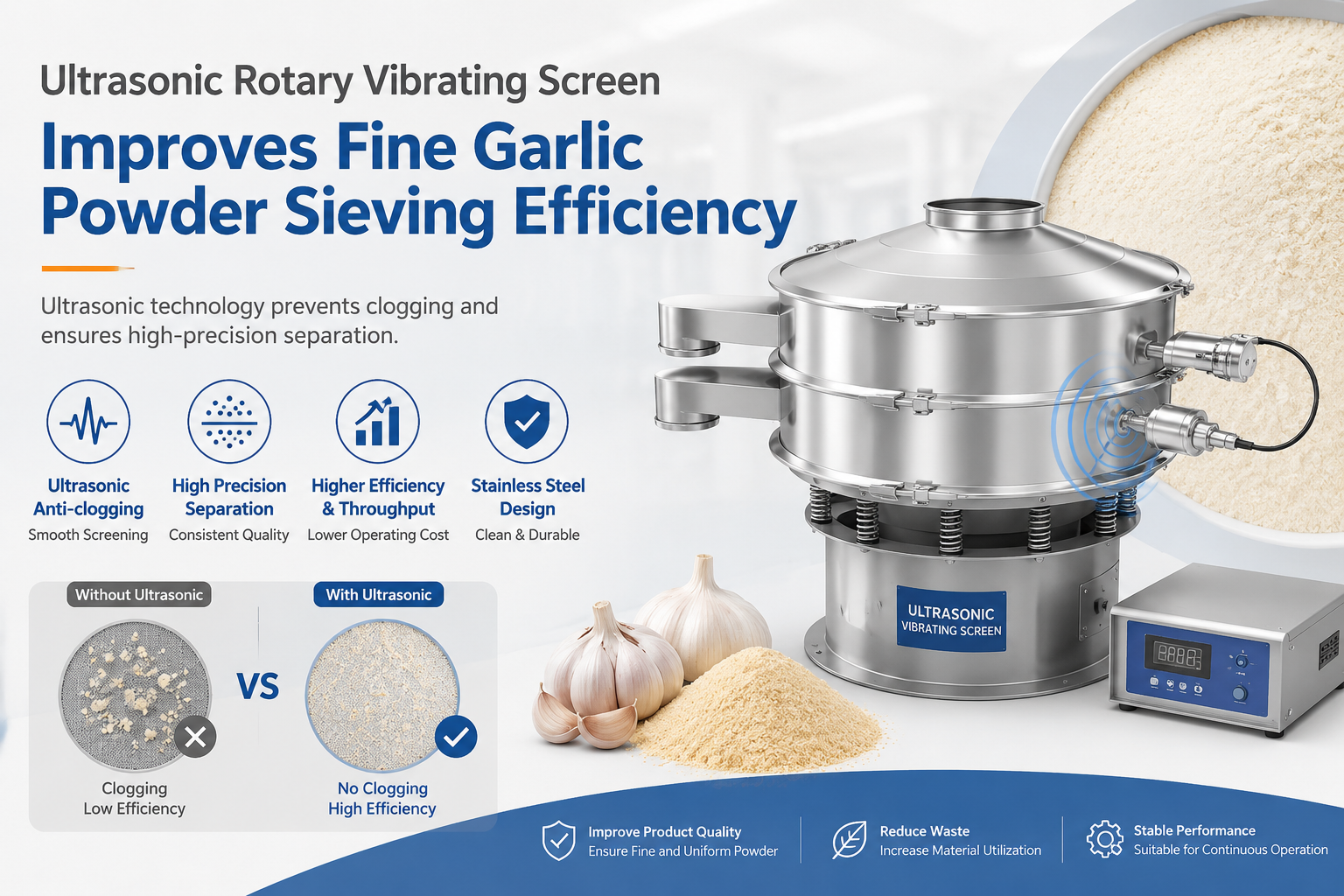 Fine Garlic Powder Sieving Efficiency